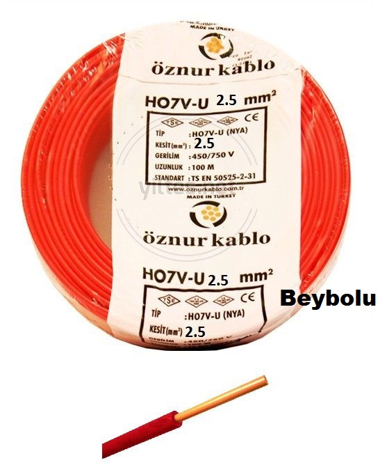 ÖZNUR 2,5 MM NYA KIRMIZI KABLO TSE Lİ ÖZNUR KABLO 100 MT