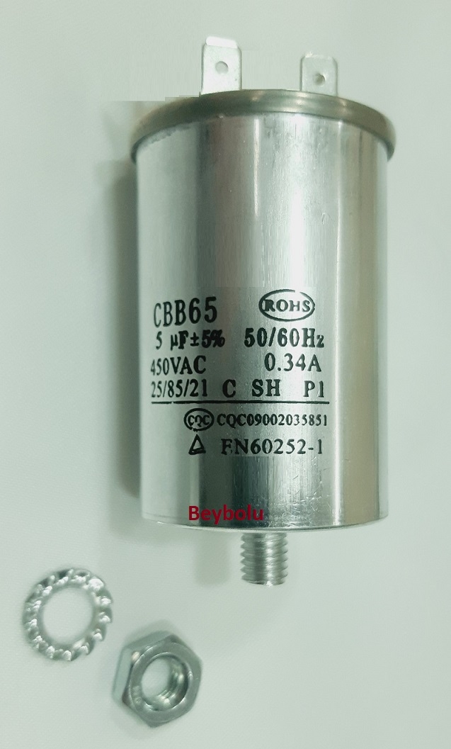 Beko 5 mf Metal Kondansatör Bulaşık Makinesi Motor Kapasitörü 5 mf 450 VAC
