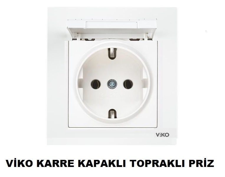 Viko Kapaklı Priz , VİKO KARRE SERİSİ Kapaklı TOPRAKLI PRİZ KENAR