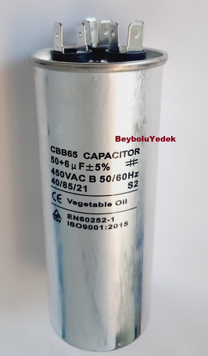 50+6 uF Klima Kondansatör , 50+6 MF 370 - 450 V AC Klima Kondansatörü