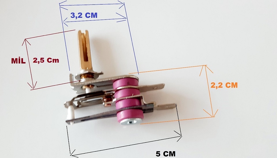Akımlı Tost Makinesi Termostat , 4 Taşlı Mil Uzunluğu 2,5 cm 10 Amper Ayar