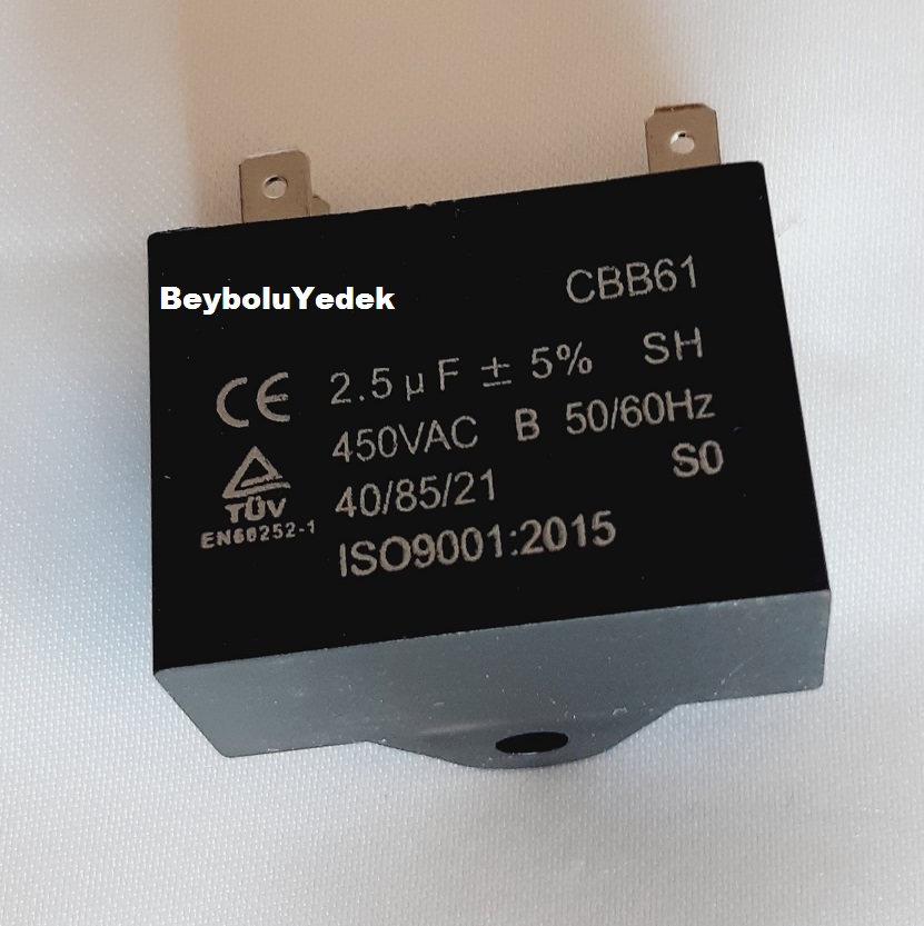 2,5 uF  KLİMA FAN KAPASİTÖR , 2,5 uF ,  450 Volt AC 50- 60 HZ ,