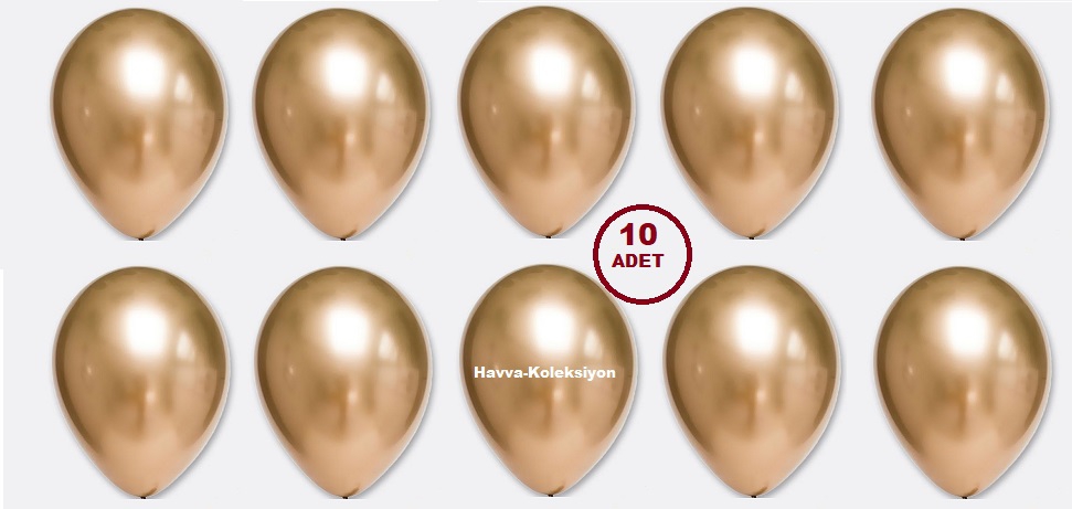 Gold Krom Balon 12 iNÇ  Altın Renk 10 Adet , Boy 30 CM Parti Süs Kutlama Balon