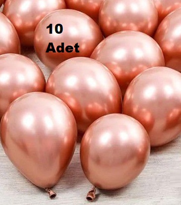 Rose Gold Renk Krom Balon 12 iNÇ Boy 30 CM , 10 Adet , Parti Süs Kutlama