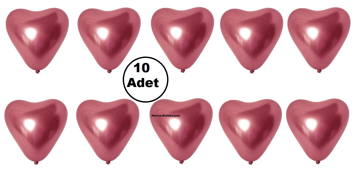 Kalp Balon Red Kırmızı Renk 12 iNÇ Kalpli Balon 10 Adet Parti Süs Kutlama