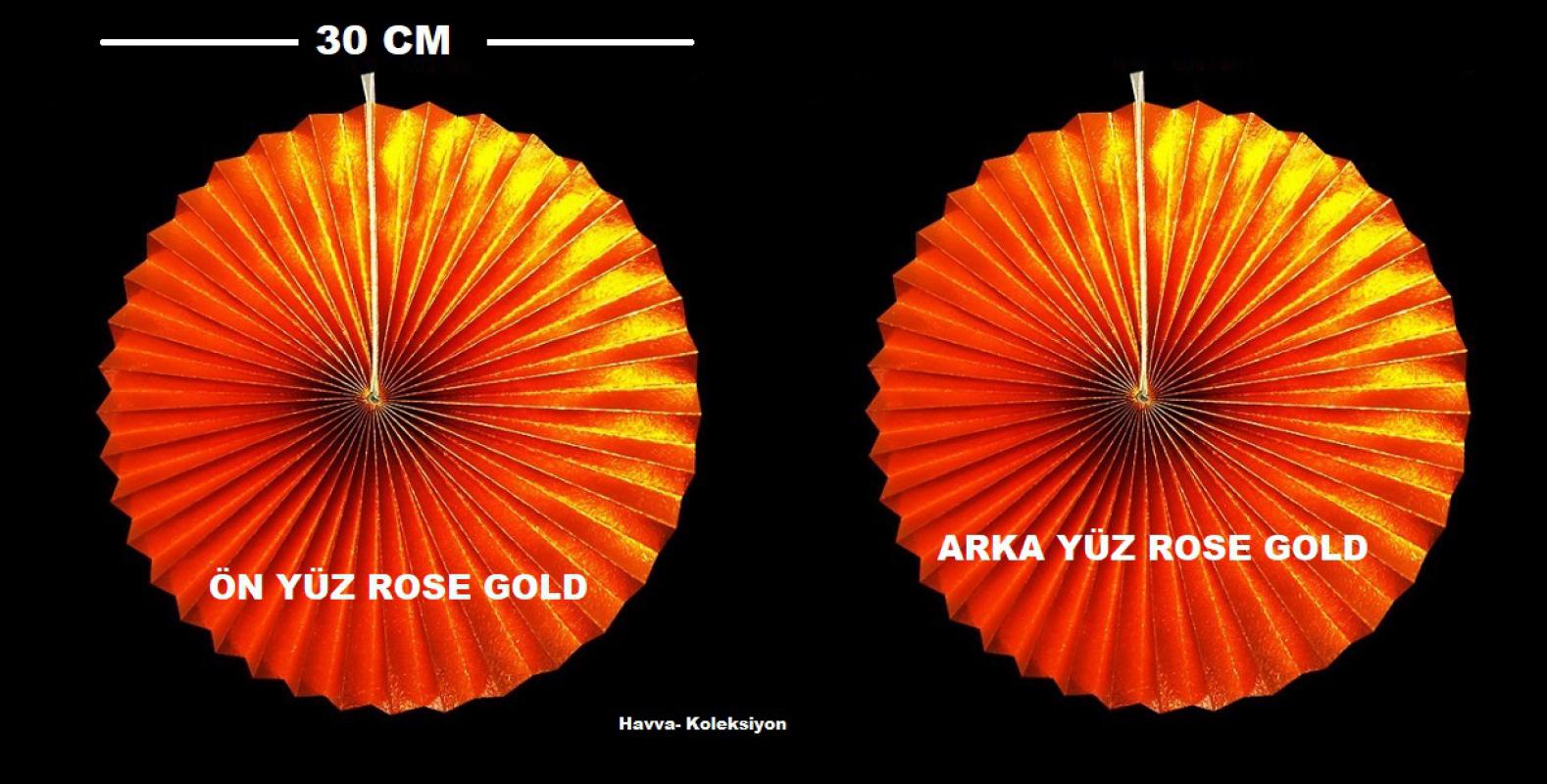 Rose Gold Metalize Yelpaze Süs 30 cm 2 Adet Doğum Günü Parti , Nişan , Düğün Kutlama Aksesuar