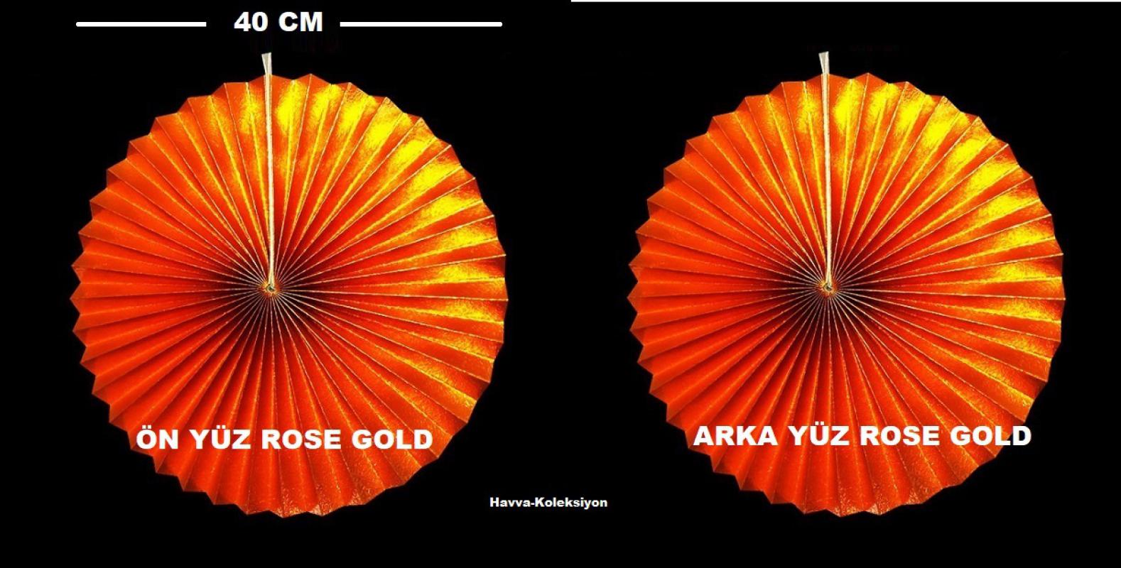 Metalik Rose Gold 40 Cm Yelpaze Süs 2 Adet Doğum Günü Parti , Nişan , Düğün Kutlama Aksesuar
