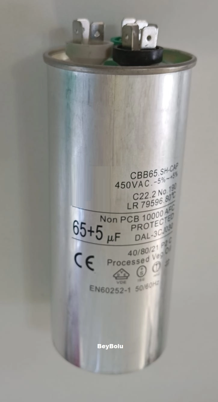65+5 uF Klima Kapasitör , 65+5 mF 450 V AC Klima Kondansatörü