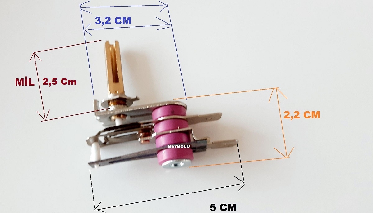 Elektrik Sobası Termostat , 4 Taşlı Mil Uzunluğu 2,5 cm 10 Amper Ayar Otomatiği