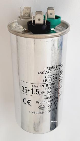 35+1,5 uF KLİMA KAPASİTÖR , 35+1,5  MF  450 V AC KLİMA KONDANSATÖR
