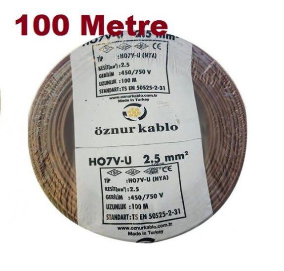 2,5 MM NYA ÖZNUR KAHVE RENK , 2,5 MM NYA KABLO TSE Lİ ÖZNUR KABLO 100 MT 100 DE 100 TAM BAKIR