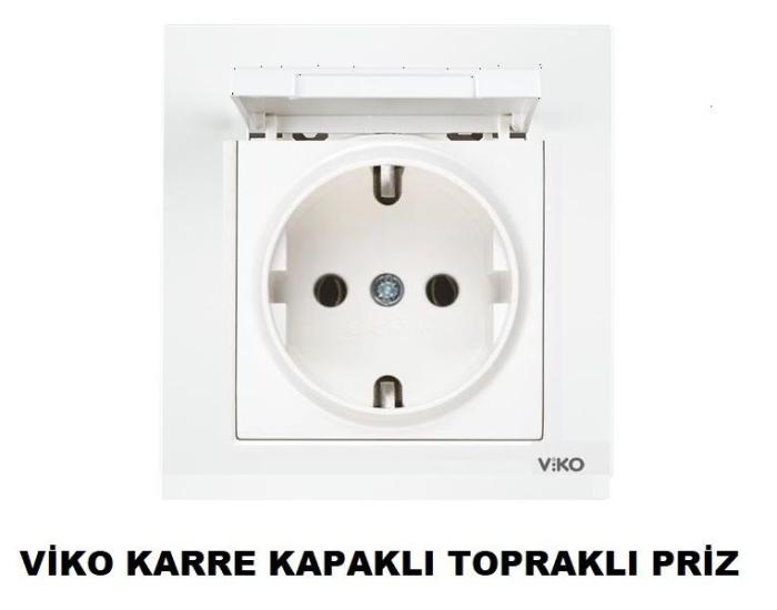 Viko Kapaklı Priz , VİKO KARRE SERİSİ Kapaklı TOPRAKLI PRİZ KENAR