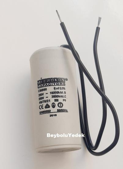 6 MF Kondansatör Kablolu , 6 mf 250 Volt AC  Motor Kapasitör