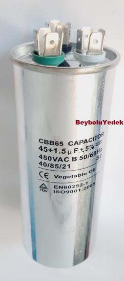 45+1,5 uF Klima Kondansatör , 45+1,5 MF 370 - 450 V AC Klima Kondansatörü