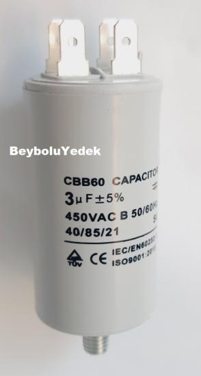 3 MF Kondansatör , 3 mf 450 VAC 50 HZ Motor Kapasitör