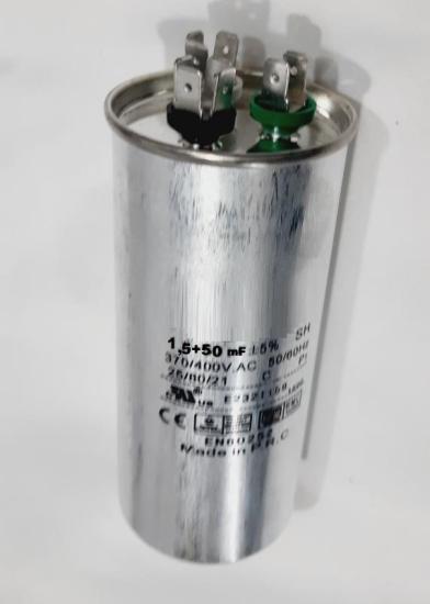 50+1,5 uF , MF Klima Kondansatör , 370/400 V AC  Kapasitör