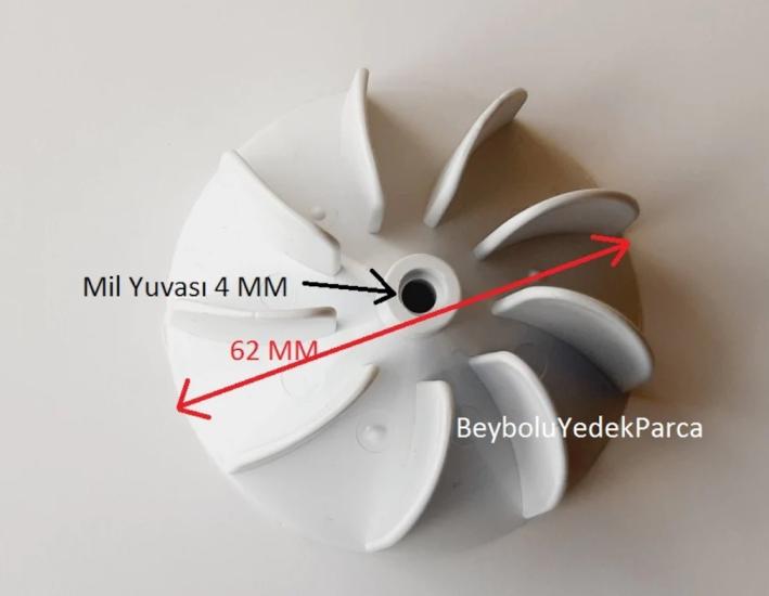 Arçelik Pervane Saç Kurutma Pervanesi 9 Kanat Çap 62 MM Mil