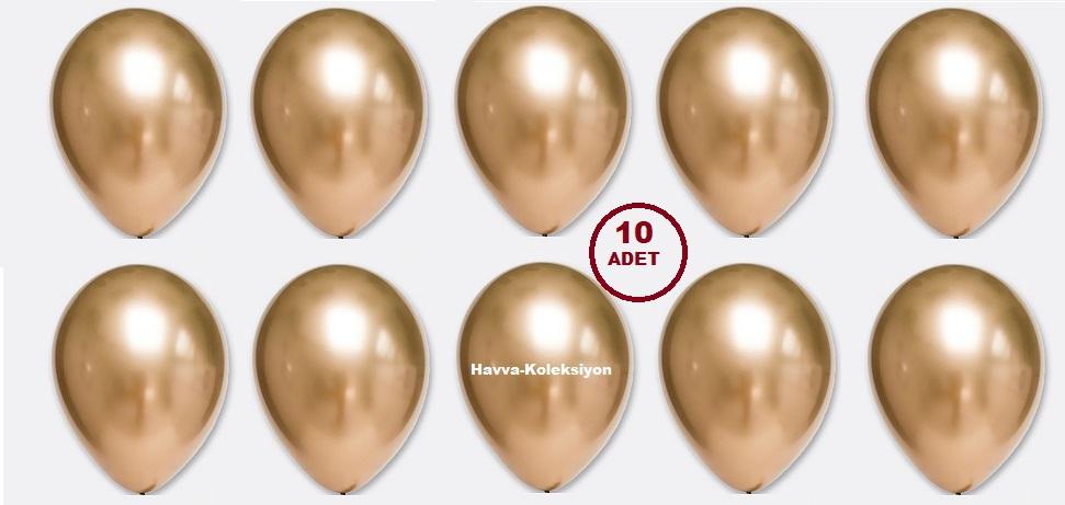 Gold Krom Balon 12 iNÇ  Altın Renk 10 Adet , Boy 30 CM Parti Süs Kutlama Balon