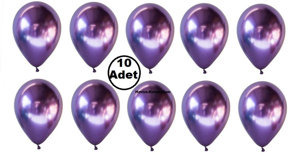 Mor Renk Krom Balon  10 Adet Standart Boy 30 CM 12 iNç Parti Süs Kutlama Balon
