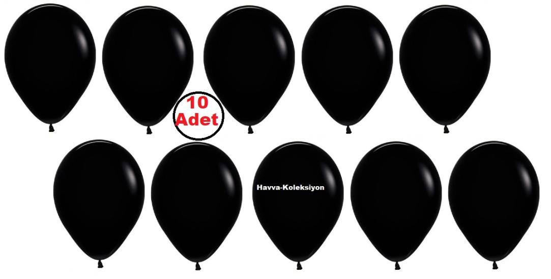 Pastel Siyah Renk Balon 10 iNÇ 10 lu Boy 28 CM Parti Süs Kutlama Balon