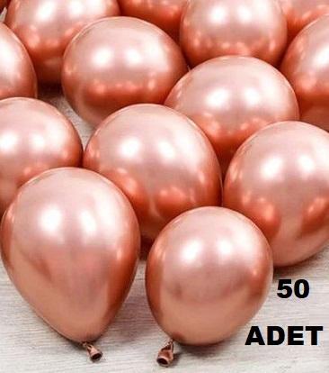 50 Adet Krom Rose Gold Renk Balon 12 iNÇ Boy 30 CM  Parti Süs Kutlama Balonu