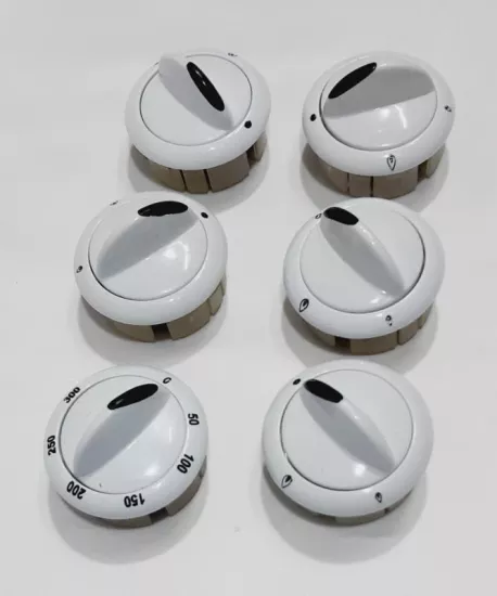 Beko Uyumlu Geniş Düğme 6 Lı , Ocak Düğme Takımı Metal Mil Delik Yuvası Geniş