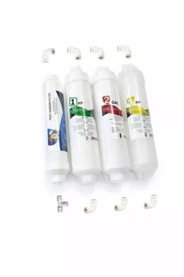 Osmosis Su Arıtma 4 lü Filitre 1. ,2 ve 3. Aşama , Tatlandırıcı Quick inline Filitre Seti