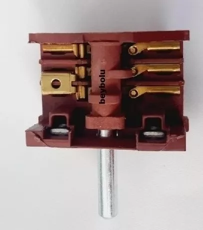 Ukinox Ankastre Fırın Şalter 3+3 Kademe Anahtarı 3 Konum Komütatör Şalteri Metal Uç